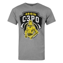 Star Wars Mens C-3PO Droids T-Shirt - S, Grey Marl
