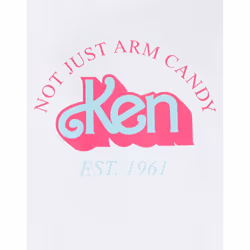 Barbie Mens Not Just Arm Candy Ken Retro Short-Sleeved T-Shirt - 3XL, White