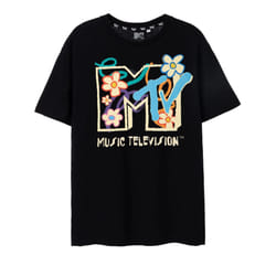 MTV Unisex Adult Flowers T-Shirt - 3XL, Black