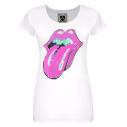 Amplified Womens/Ladies Pixel Lick The Rolling Stones T-Shirt - XS, White