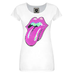 Amplified Womens/Ladies Pixel Lick The Rolling Stones T-Shirt - XS, White
