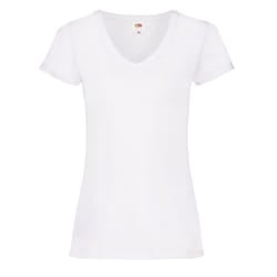 Fruit of the Loom Womens/Ladies Valueweight V Neck Lady Fit T-Shirt - 14 UK, White