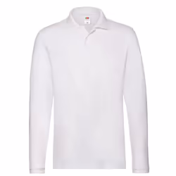 Fruit of the Loom Mens Cotton Pique Long-Sleeved Polo Shirt - XXL, White