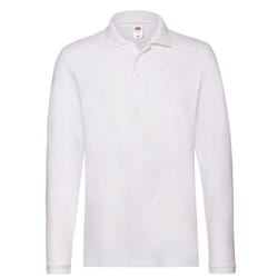 Fruit of the Loom Mens Cotton Pique Long-Sleeved Polo Shirt - XXL, White