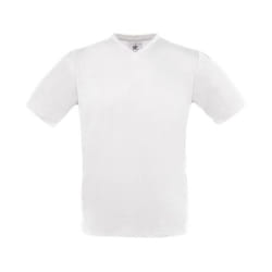 B&C Mens Exact V Neck T-Shirt - M, White