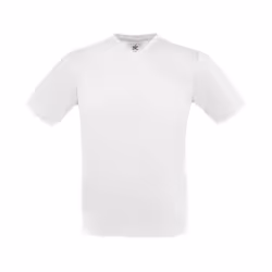 B&C Mens Exact V Neck T-Shirt - XL, White