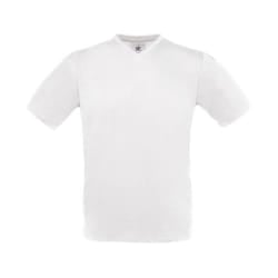 B&C Mens Exact V Neck T-Shirt - XL, White