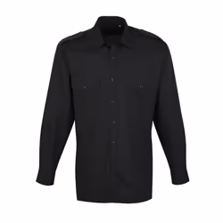 Premier Mens Long-Sleeved Pilot Shirt - 16.5in, Black