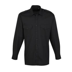 Premier Mens Long-Sleeved Pilot Shirt - 16.5in, Black