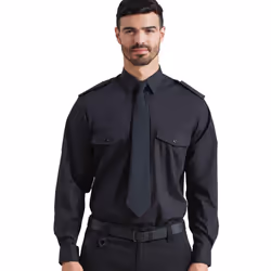 Premier Mens Long-Sleeved Pilot Shirt - 16.5in, Black