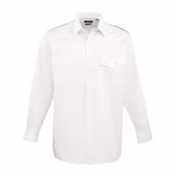 Premier Mens Long-Sleeved Pilot Shirt - 15.5in, White