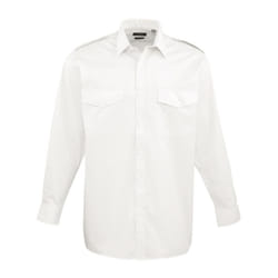 Premier Mens Long-Sleeved Pilot Shirt - 15.5in, White