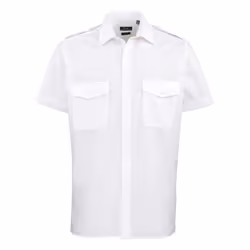 Premier Mens Short-Sleeved Pilot Shirt - 17in, White