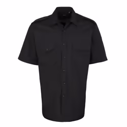 Premier Mens Short-Sleeved Pilot Shirt - 14.5in, Black