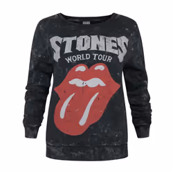 Amplified Womens/Ladies World Tour The Rolling Stones Macrame Sweatshirt - XS, Charcoal