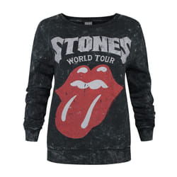 Amplified Womens/Ladies World Tour The Rolling Stones Macrame Sweatshirt - XS, Charcoal