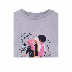 Barbie Girls There Is Power In Kindness Pose Marl Short-Sleeved T-Shirt - 11-12 Years, Grey