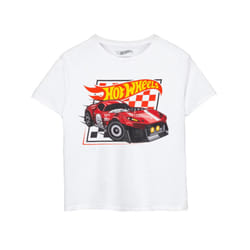Hot Wheels Boys Checkerboard T-Shirt - 9-10 Years, White