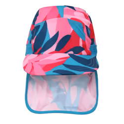 Regatta Protect II Tropical Leaves Sun Hat - 1-3 Years, Tahoe Blue/Pink