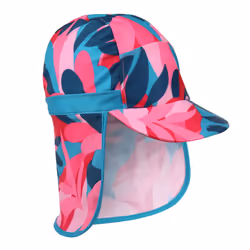Regatta Protect II Tropical Leaves Sun Hat - 1-3 Years, Tahoe Blue/Pink
