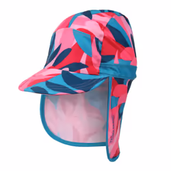 Regatta Protect II Tropical Leaves Sun Hat - 1-3 Years, Tahoe Blue/Pink