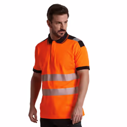 Portwest Mens PW3 Hi-Vis Polo Shirt - 3XL, Orange/Black
