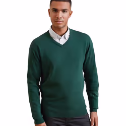 Premier Mens Knitted Cotton Acrylic V Neck Sweatshirt - L, Bottle Green