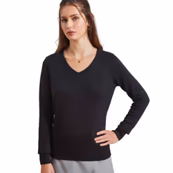 Premier Womens/Ladies Knitted Cotton Acrylic V Neck Sweatshirt - 12 UK, Black