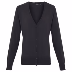 Premier Womens/Ladies Cotton Acrylic V Neck Cardigan - 20 UK, Charcoal