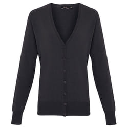 Premier Womens/Ladies Cotton Acrylic V Neck Cardigan - 20 UK, Charcoal