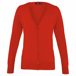 Premier Womens/Ladies Cotton Acrylic V Neck Cardigan - 12 UK, Red