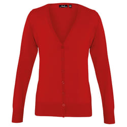 Premier Womens/Ladies Cotton Acrylic V Neck Cardigan - 22 UK, Red