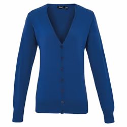 Premier Womens/Ladies Cotton Acrylic V Neck Cardigan - 8 UK, Royal Blue