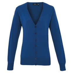 Premier Womens/Ladies Cotton Acrylic V Neck Cardigan - 8 UK, Royal Blue