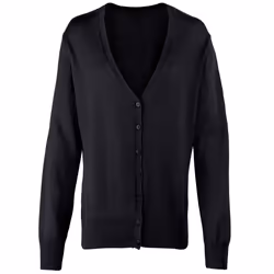 Premier Womens/Ladies Cotton Acrylic V Neck Cardigan - 12 UK, Black