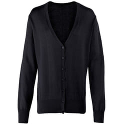 Premier Womens/Ladies Cotton Acrylic V Neck Cardigan - 12 UK, Black