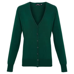 Premier Womens/Ladies Cotton Acrylic V Neck Cardigan - 12 UK, Bottle Green