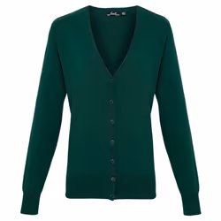 Premier Womens/Ladies Cotton Acrylic V Neck Cardigan - 14 UK, Bottle Green