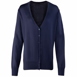 Premier Womens/Ladies Cotton Acrylic V Neck Cardigan - 8 UK, Navy