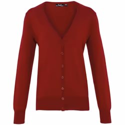 Premier Womens/Ladies Cotton Acrylic V Neck Cardigan - 8 UK, Burgundy