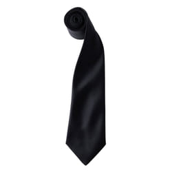 Premier Unisex Adult Colours Satin Tie - One Size, Black