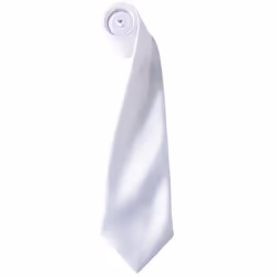 Premier Unisex Adult Colours Satin Tie - One Size, White
