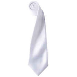 Premier Unisex Adult Colours Satin Tie - One Size, White