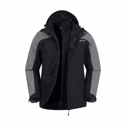 Mountain Warehouse Mens District Extreme 3 in 1 Waterproof Jacket - M, Black