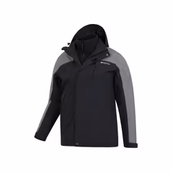 Mountain Warehouse Mens District Extreme 3 in 1 Waterproof Jacket - M, Black