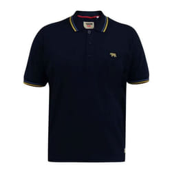 D555 Mens Hamford 1 Tipped Pique Ribbed Collar Kingsize Polo Shirt - 5XL, Dark Navy
