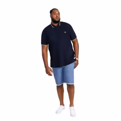 D555 Mens Hamford 1 Tipped Pique Ribbed Collar Kingsize Polo Shirt - 5XL, Dark Navy