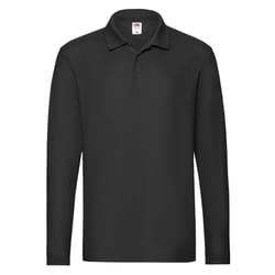 Fruit of the Loom Mens Premium Long-Sleeved Polo Shirt - XXL, Black