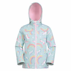 Mountain Warehouse Childrens/Kids Exodus II Unicorn And Rainbow Water Resistant Soft Shell Jacket - 9-10 Years, Mint