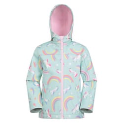 Mountain Warehouse Childrens/Kids Exodus II Unicorn And Rainbow Water Resistant Soft Shell Jacket - 9-10 Years, Mint